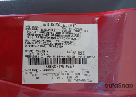 2009 Ford Focus Ses z USA, uszkodzony, nr VIN 1FAHP36N19W109277